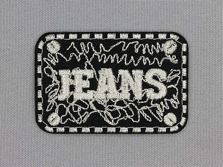 Applicatie 60x40mm 'Jeans' zwart - zilver