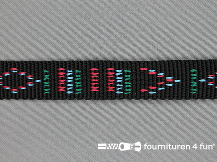 Geweven halsband aztec 20mm zwart
