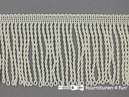 Kaart 10 meter viscose franje grof - 80mm - licht mimosa-ecru