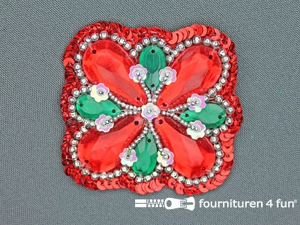 Broche 50mm rood - groen
