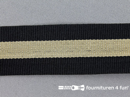 Ripsband met strepen 30mm zwart - beige
