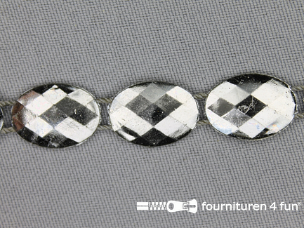 Strass band 12mm ovaal zwart zilver