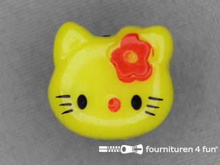 Kinder knoop 18mm hello kitty fel geel