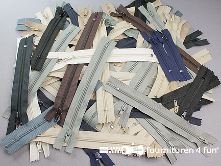 RESTPARTIJ 90 stuks nylon broekritsen - verschillende kleuren en lengtes