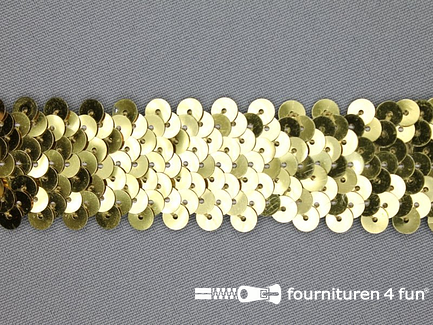 COUPON 6,65 meter (5 stukken, 1 + 1 + 2,25 + 0,9 + 1,5 meter) Elastische pailletten band 30mm goud
