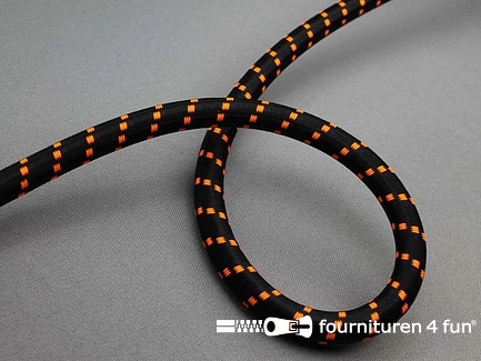COUPON 2,7 meter Elastisch koord 9mm zwart - oranje