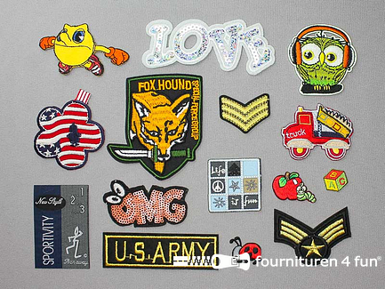 Collectie strijkapplicaties - 15 delige set - opstrijkbare patches