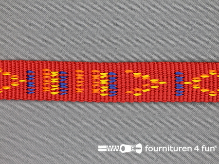 Geweven halsband - aztec motief - 20mm rood