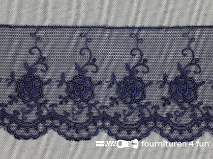COUPON 1,5 meter Valenciennes kant 60mm marine blauw