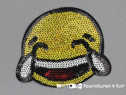 Pailletten applicatie 100x80mm smiley