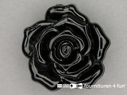 Bloemen knoop - 40mm - roos - zwart