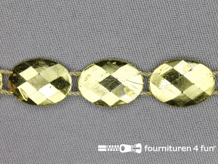 COUPON 1,7 meter Strass band 12mm ovaal goud
