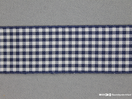 Ruitjes lint - 24mm - marine blauw