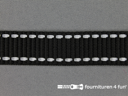 Geweven halsband - reflectie / buitenkant - 20mm - zwart