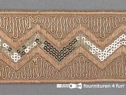 Jacquard band 55mm lever bruin - goud