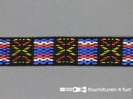 Geweven halsband inca 25mm zwart