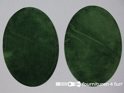 Elleboogstukken / Kniestukken - ovaal - suèdine - 140x100mm - flessen groen