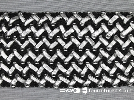 Design elastiek 70mm leather-look - zwart zilver