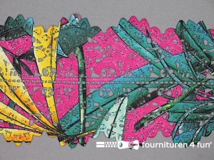 Jacquard band 125mm multicolor - fuchsia turquoise