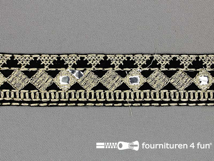Jacquard band 30mm zwart - goud
