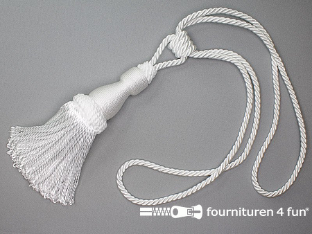 Embrasses - Viscose gordijnkwast met koord - 210mm - wit 