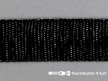 Metallic katoen-look tassenband 32mm zwart - zilver