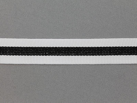 Ripsband met strepen 20mm wit - zwart