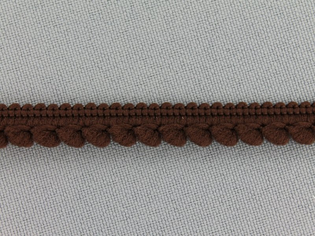 Kaart 25 meter bolletjesband 10mm donker bruin