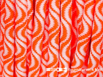 Elastisch koord 3mm wit - neon oranje golfjes