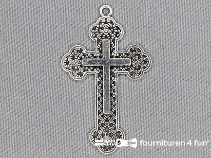Steampunk hanger 54x33mm kruis zilver