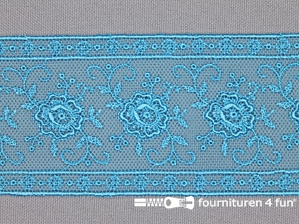 Valenciennes kant 50mm aqua blauw