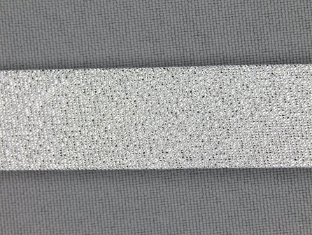 Rol 25 meter lurex biasband 18mm zilver