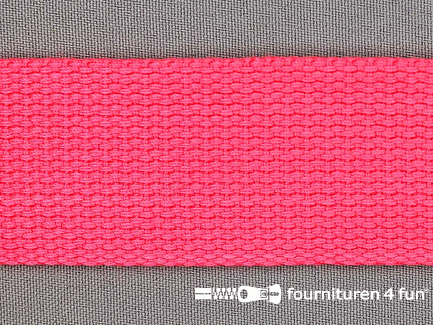 Katoen-look tassenband 38mm neon roze