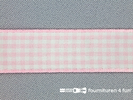 Ruitjes lint - 19mm - licht roze