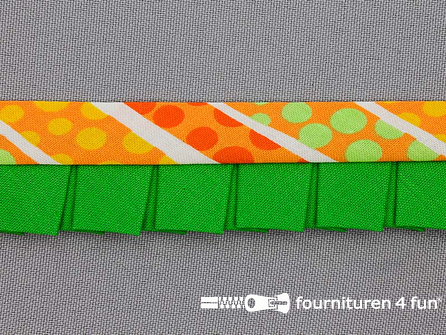 Retro plissé biasband 30mm multicolor - groen