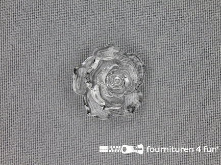 Bloemen knoop - 21mm - roos - transparant