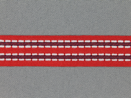 Modern band 15mm stippellijn rood - blauw