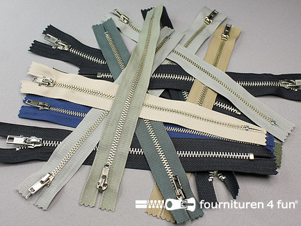 13 stuks metalen broekritsen - 20cm - kleuren assortiment