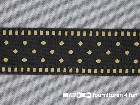 Modern band 25mm stippen zwart - beige