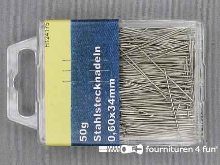 Kopspelden staal - 0.60x34mm - 50 gram