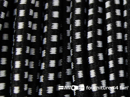 Rol 50 meter elastisch koord 2,5mm zwart - wit - blokjespatroon