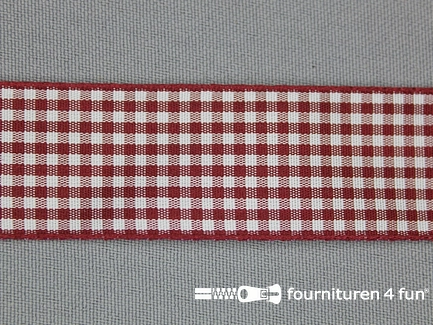 Ruitjes lint - 24mm - bordeaux rood