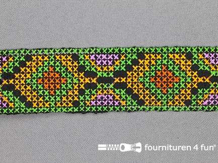 Jacquard band 35mm groen - geel
