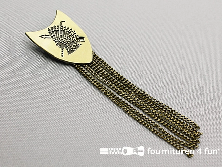 Medaille - met speld - 35x26mm - indiaan - brons 