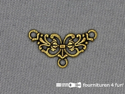 Steampunk hanger 25x13mm bloem goud