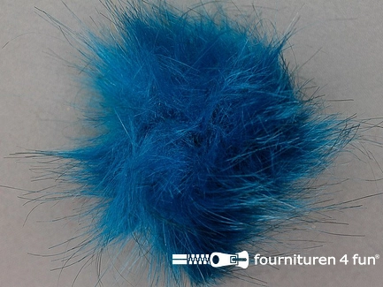 Bont pompon 8cm petrol blauw