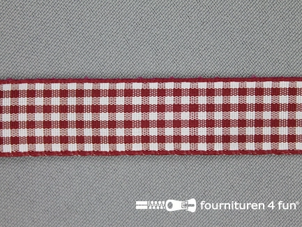 Ruitjes lint - 15mm - bordeaux rood