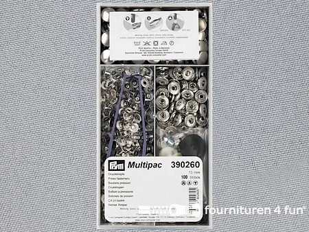 Prym drukknopen anorak 15mm - Multipac 100 stuks - zilver - 390260