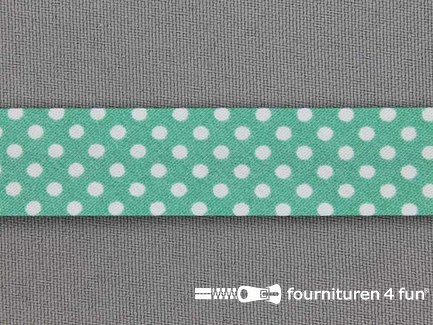 Print bias turquoise met witte stippen