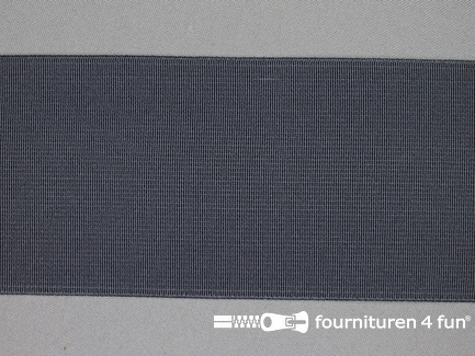 Rol 10 meter gekleurd soepel elastiek - 80mm - donker grijs